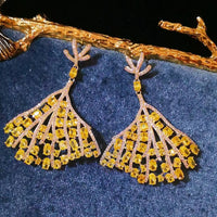 Royal Style Coral Design Large Dazzling Earrings