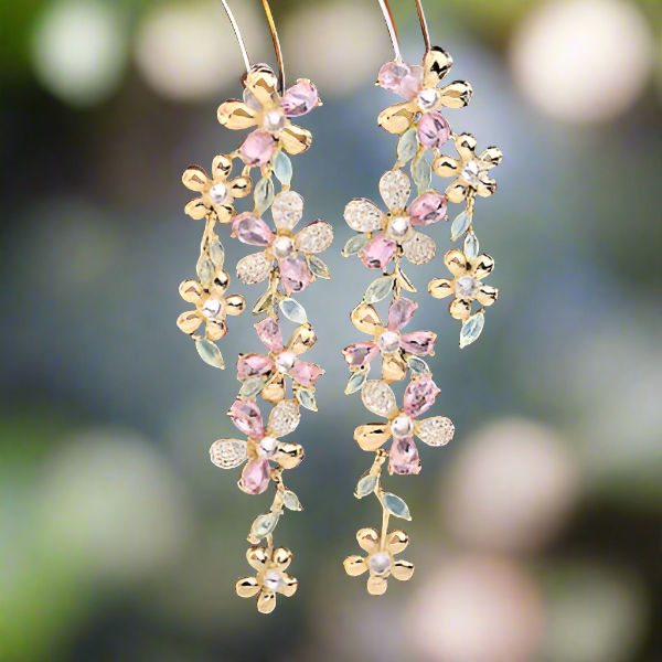 Elegant Dazzling Bloom Longline Earrings