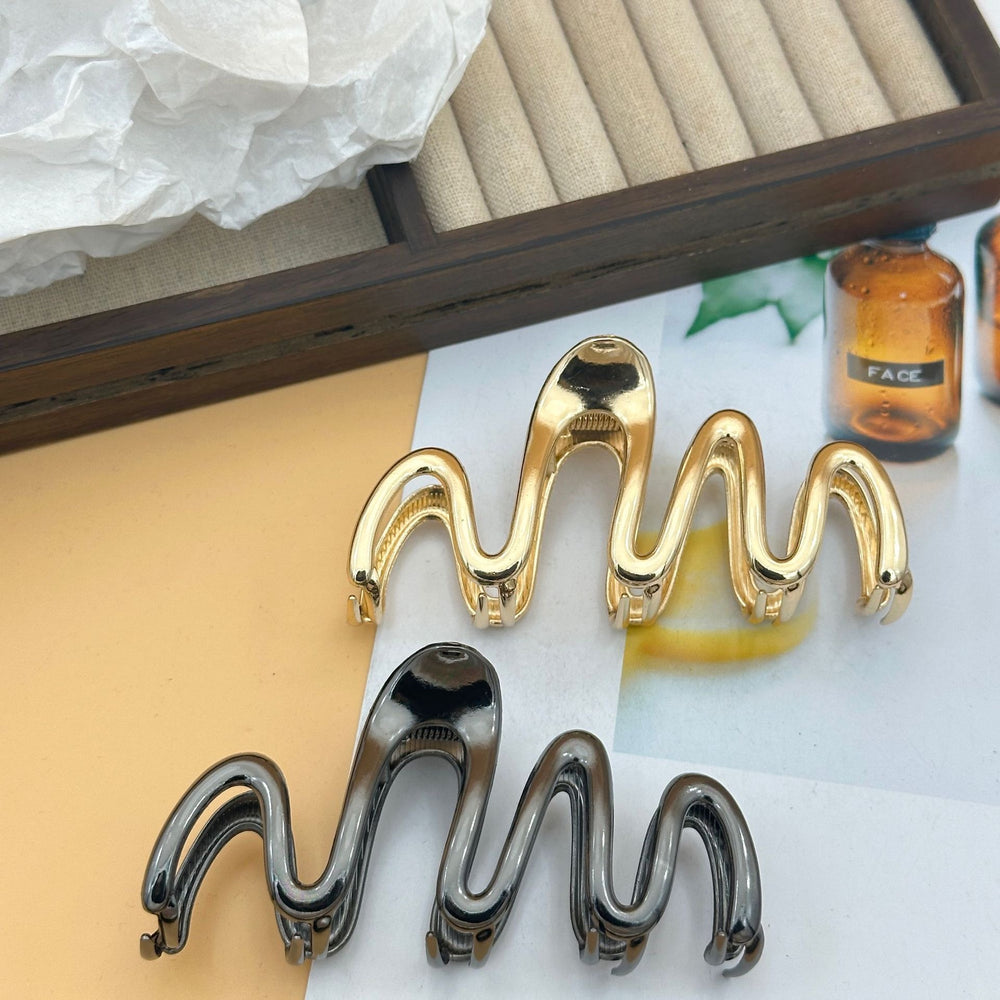 Geometric Wave Line Large Claw Hair Clips-3 colors