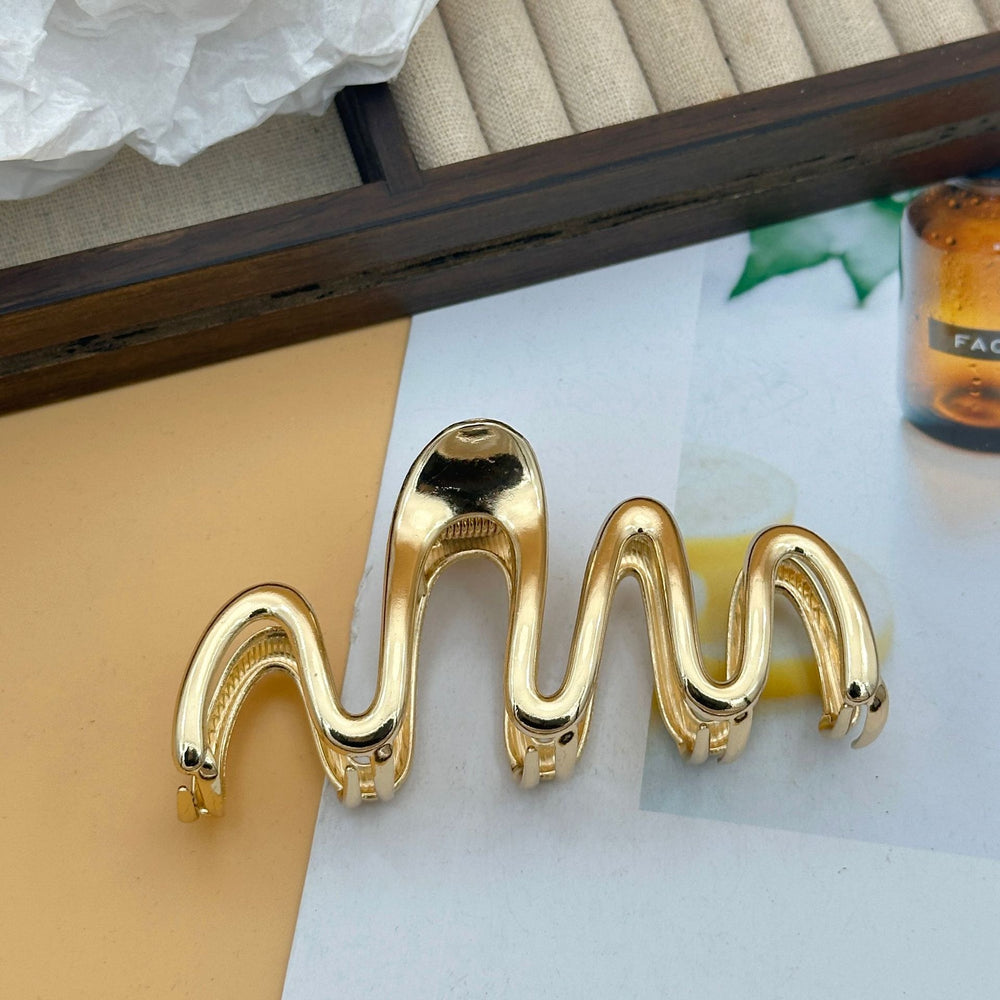 Geometric Wave Line Large Claw Hair Clips-3 colors