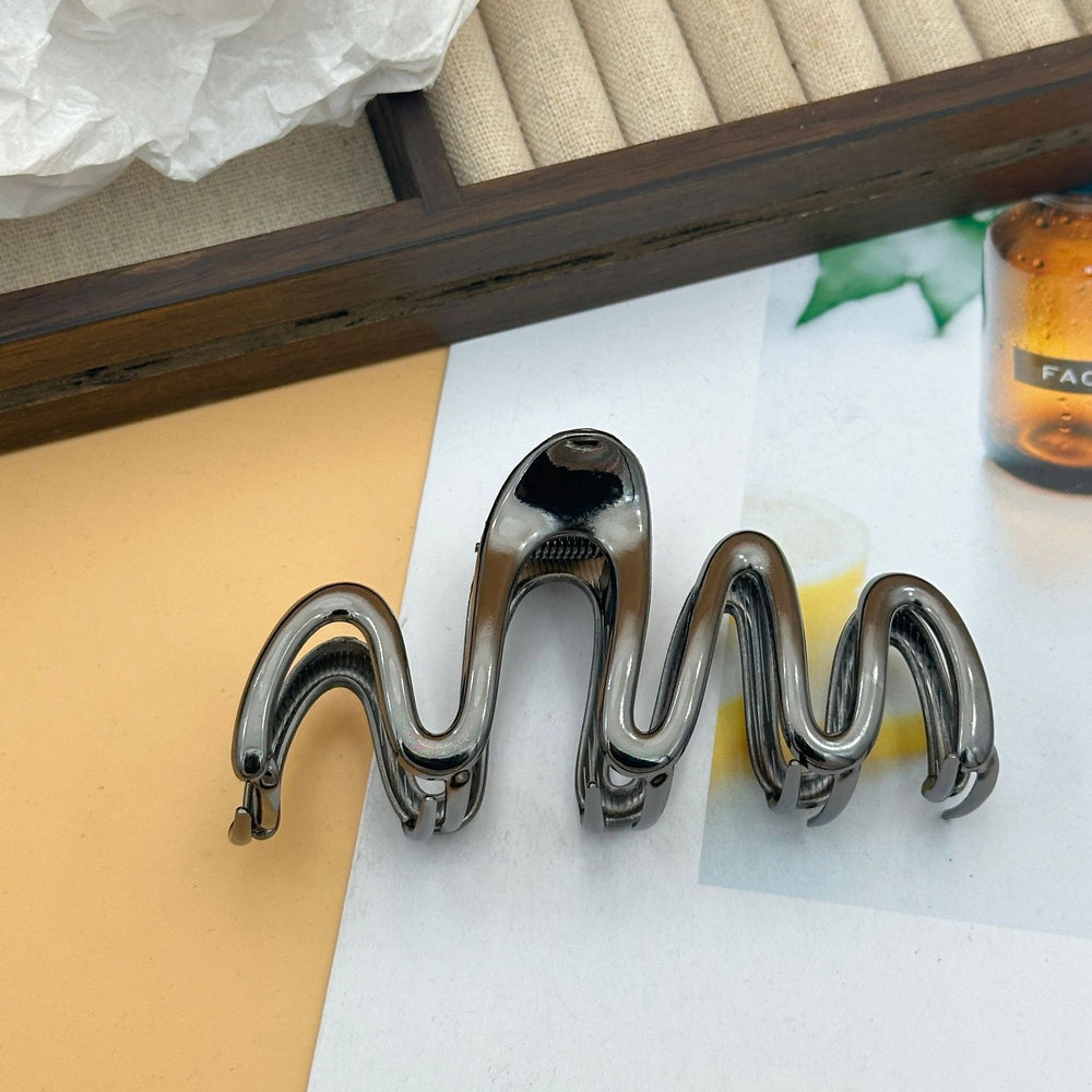 Geometric Wave Line Large Claw Hair Clips-3 colors