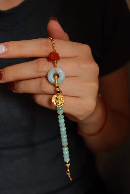 Jade and Red Agate Goodluck Bracelet