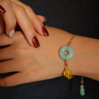 Jade and Amber Goodluck Bracelet