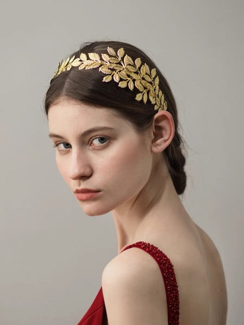 Greek Goddess Golden Leaves Headband