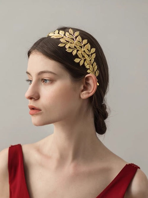 Greek Goddess Golden Leaves Headband