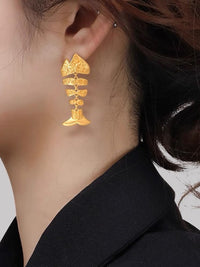 Chunky Fish Bone Statement Earrings