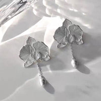 Blooming Silver Orchid Earrings