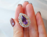 Royal Style Pear-cut  Amethyst Ring - Adjustable