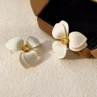 Gardenia - Vintage Charm White Flower Ear Studs