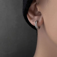 Detailed Design Crossed Line Small Ear Hoops