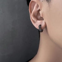 Detailed Design Crossed Line Small Ear Hoops