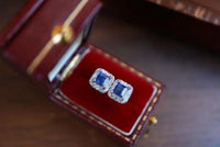 Fancy Square Sapphire Gem Earrings