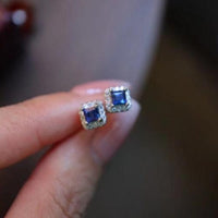 Fancy Square Sapphire Gem Earrings