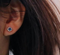 Fancy Square Sapphire Gem Earrings