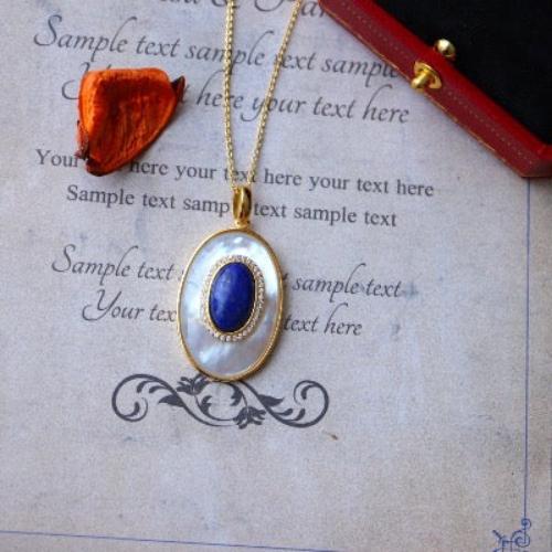 Lapis Lazuli MOP Large Oval Pendant - Pendant Only