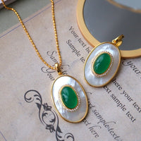 Royal Green Onyx MOP Oval Pendant - Pendant Only