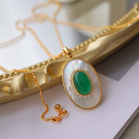 Royal Green Onyx MOP Oval Pendant - Pendant Only