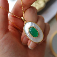 Royal Green Onyx MOP Oval Pendant - Pendant Only