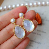 Mother of Pearl oval faceted stone jewelry set