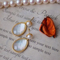 Mother of Pearl oval faceted stone jewelry set