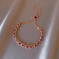 Rose Gold Plated Red Crystal Adjustable Chain Bracelet
