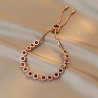 Rose Gold Plated Red Crystal Adjustable Chain Bracelet

