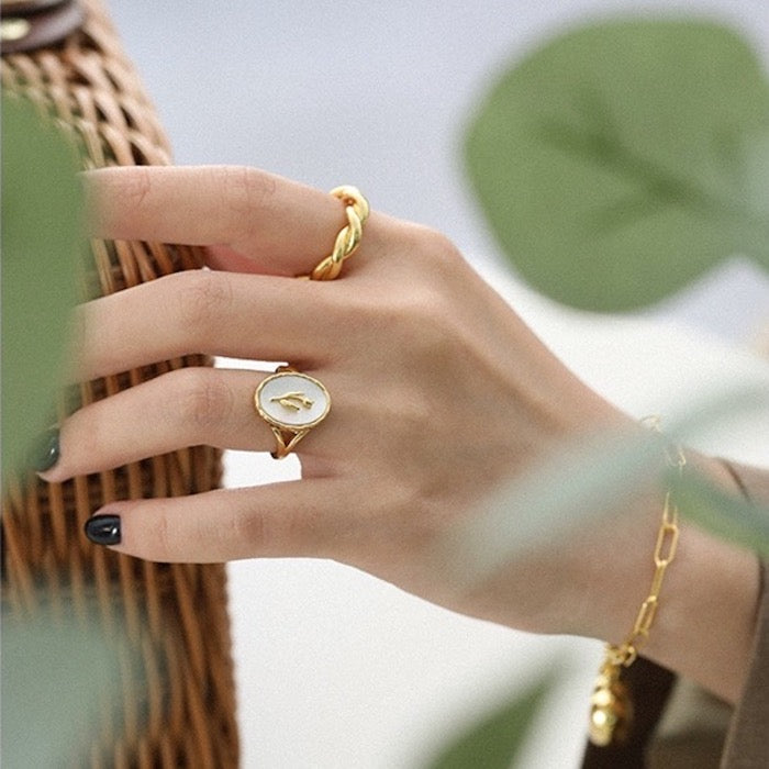 Timeless Mother of Pearl Tulip Rings