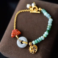 Jade and Red Agate Goodluck Bracelet