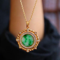 Royal style natural jade round pendant