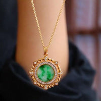 Royal style natural jade round pendant