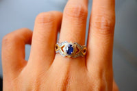 Sapphire Crown Ring - Real Sapphire - adjustable