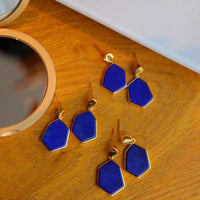 Royal Blue Lapis Lazuli Hexagon Earrings