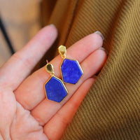 Royal Blue Lapis Lazuli Hexagon Earrings