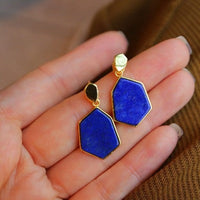 Royal Blue Lapis Lazuli Hexagon Earrings