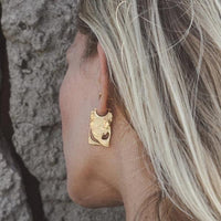 Unique Board Drop Earrings - Gold n Silver