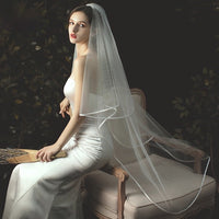 Elegant Minimalist Bride Veil-Iron Before Use