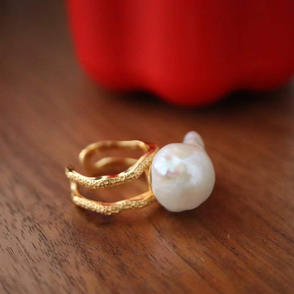Chunky Oversized Baroque Pearl Rings-Adjustable