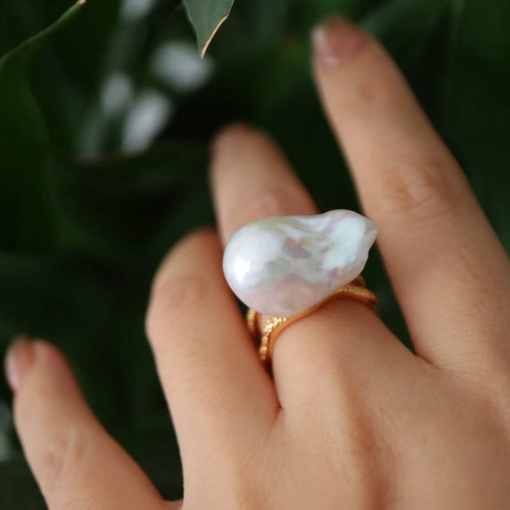 Chunky Oversized Baroque Pearl Rings-Adjustable