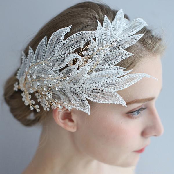 Lolita style BOHO lace bridal feather-like tiaras