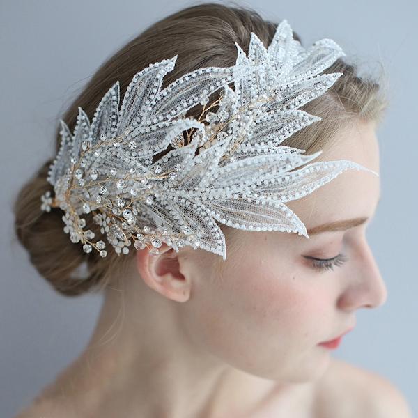 Lolita style BOHO lace bridal feather-like tiaras