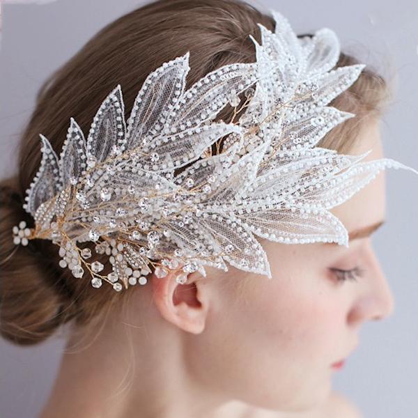 Lolita style BOHO lace bridal feather-like tiaras