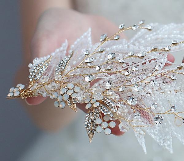 Lolita style BOHO lace bridal feather-like tiaras