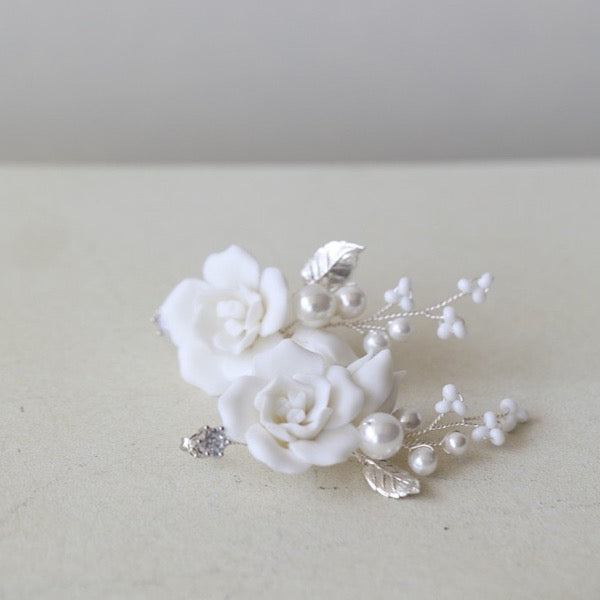 Handcrafted Ceramic Flower Bridal Earrings