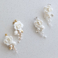 Handcrafted Ceramic Flower Bridal Earrings