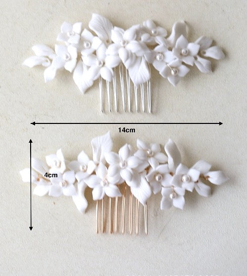 Handmade Ceramic Flowers Bridal Hairpins