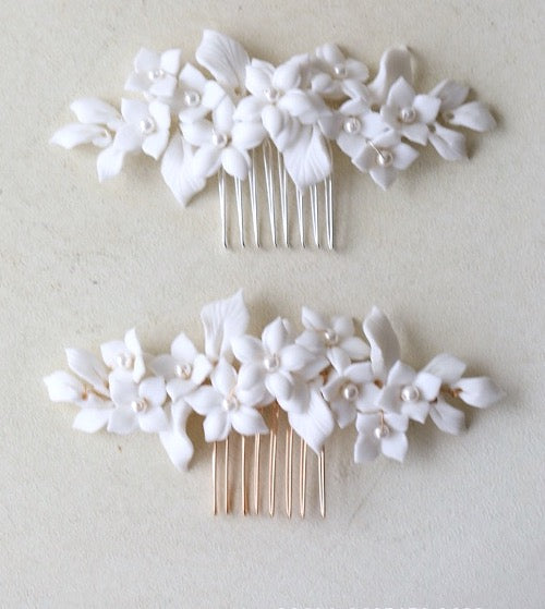 Handmade Ceramic Flowers Bridal Hairpins