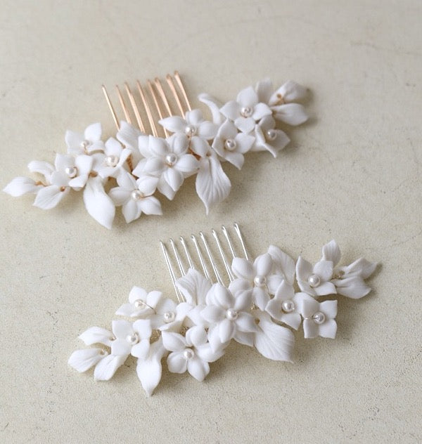 Handmade Ceramic Flowers Bridal Hairpins