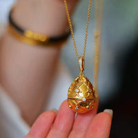 Real Ruby Royal Style Gold Egg Locket Pendant