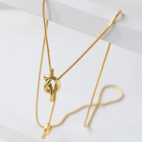 Longline Sweater Necklace with Knot-Gold n Silver