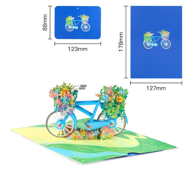 3D Gift Card - Flower Bicycle Birthday Gift Card